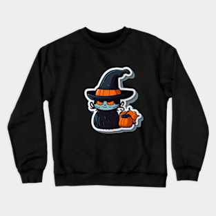 cat with witch hat on halloween Crewneck Sweatshirt